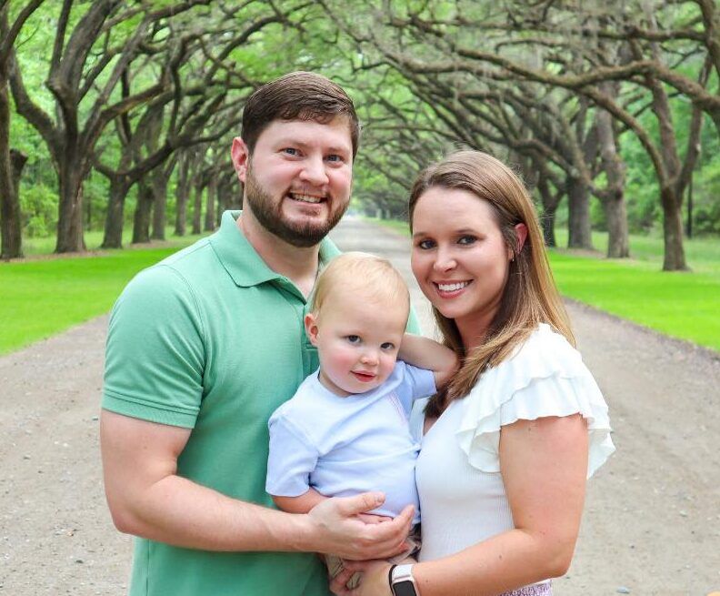 Hayley Hughston with her husband and son